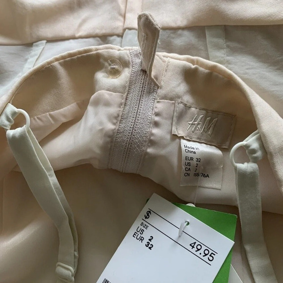 H&M Peplum Two Toned Blush Pastel Pink Cream Dress Adjustable Straps Size 2 - Picture 15 of 16